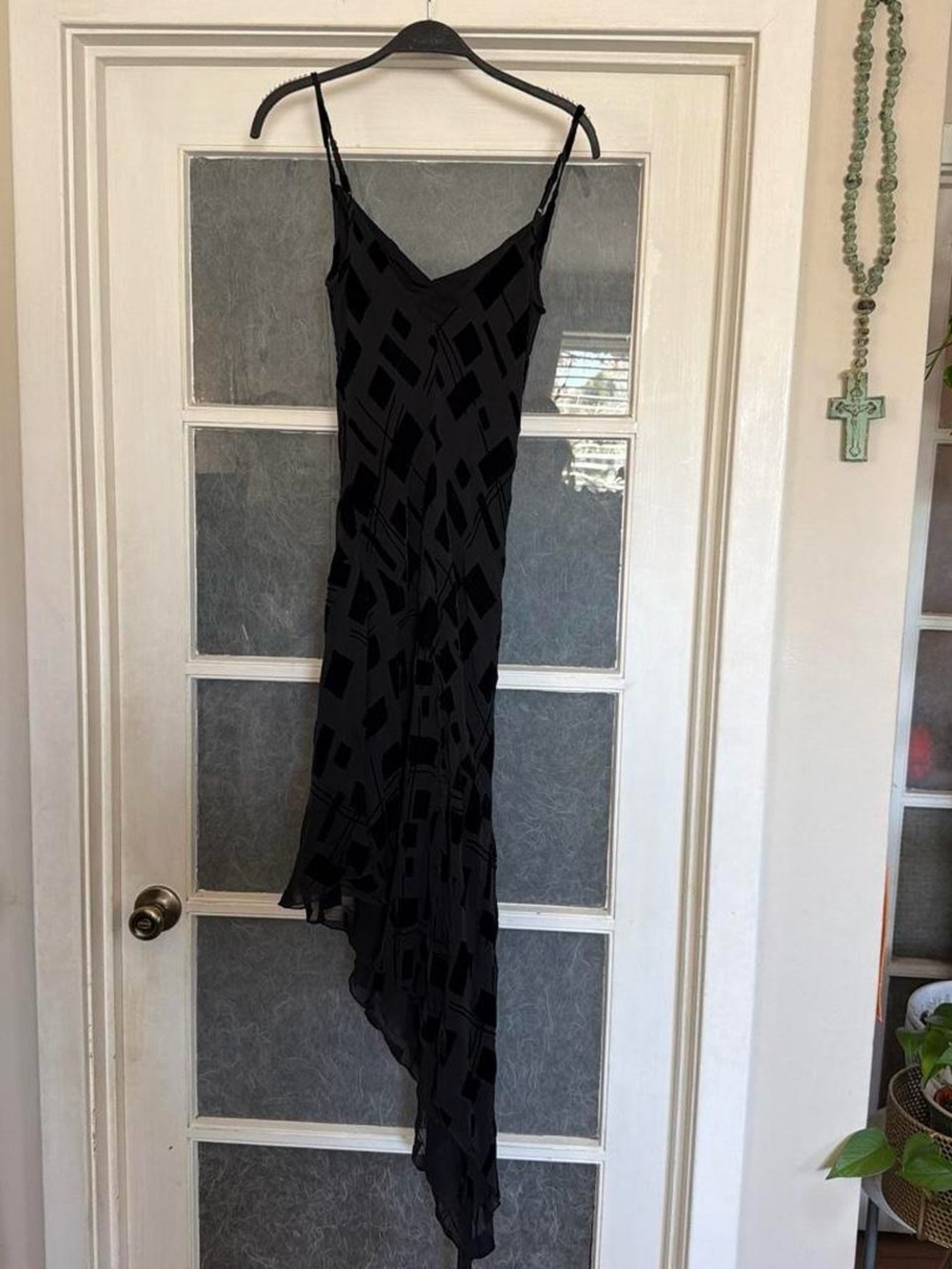Y2k BEBE Silk blend Black Asymmetric Slip Dress - Women - Picture 2 of 8